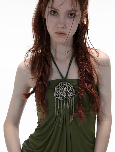 Metal Buckle Decoration Tube Top DOU0136