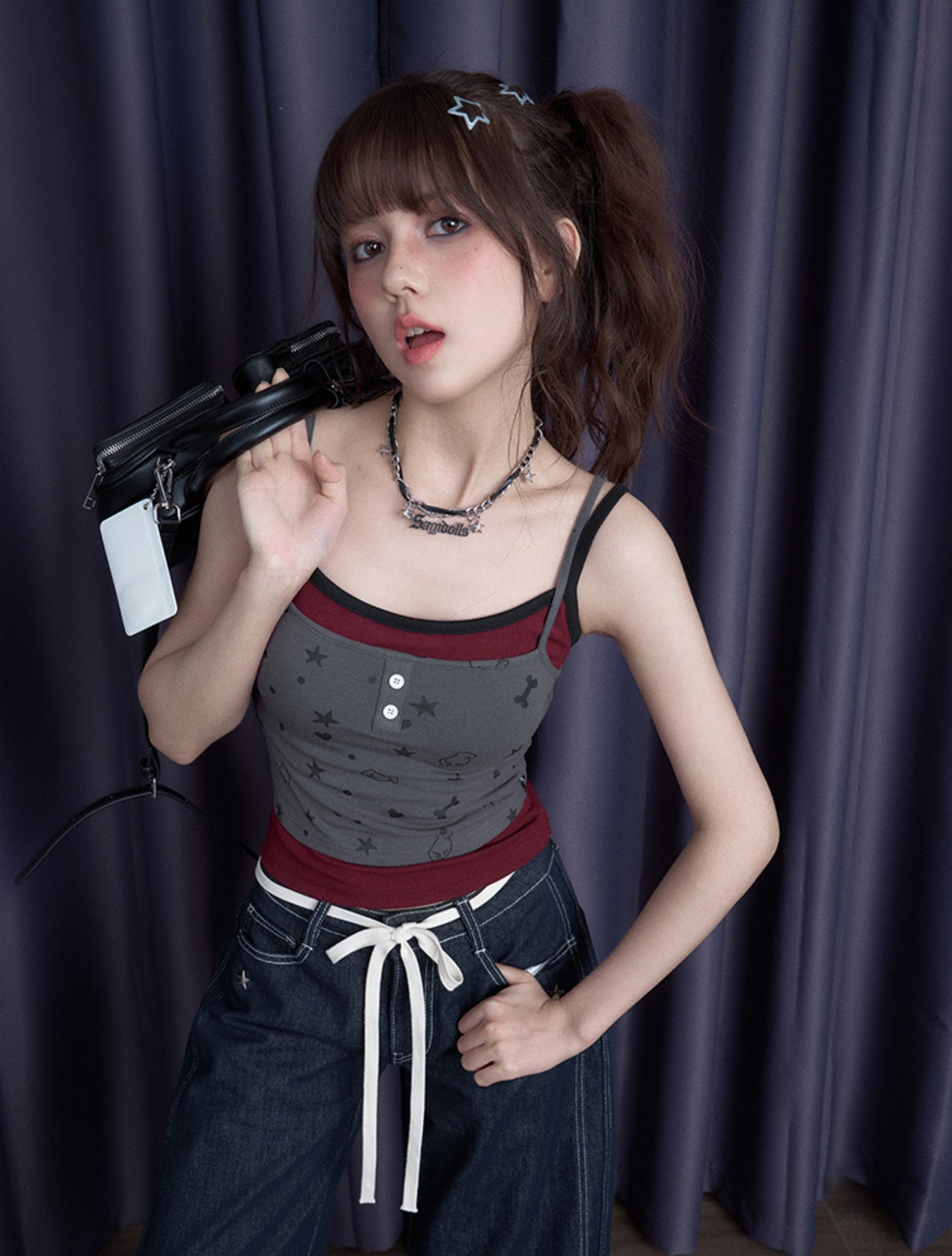 Puppy Party Fake Two-piece Camisole SAG0278