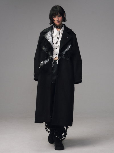 Punk Rock Print Patchwork Long Coat FRU0132