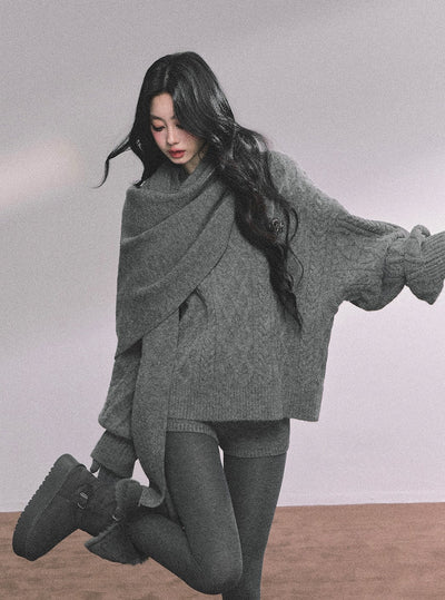 Cable Sweater/Scarf/Shorts DIA0621