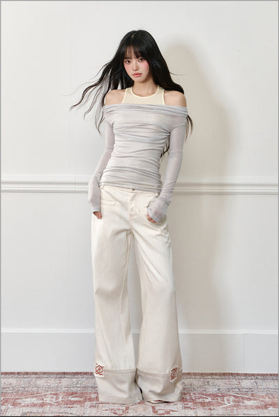 Fake Two-piece Off-shoulder T-shirt AGM0179