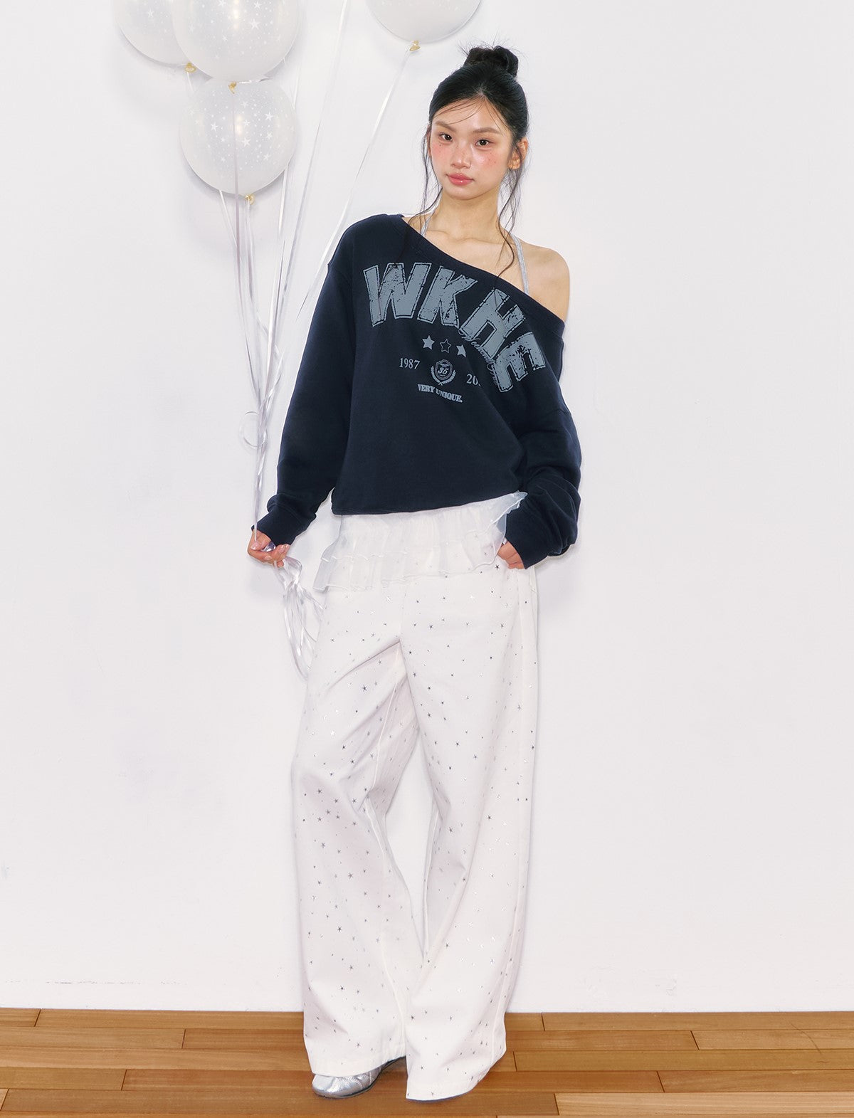 American Style Oblique Shoulder Sweatshirt WEE0054