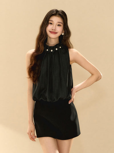 Star Black Sleeveless Jumpsuit OSH0140