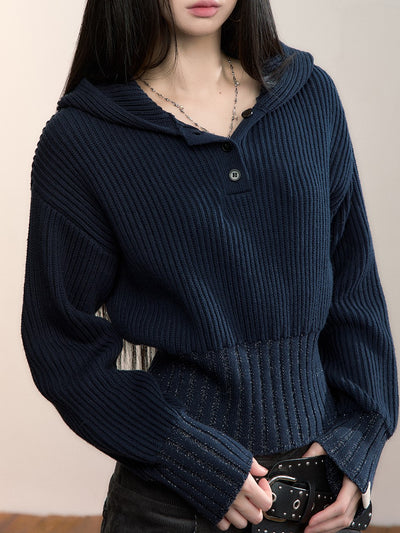 Hooded Pullover Striped Sweater VIA0358