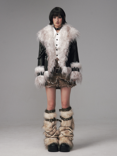 Large Fur Collar Short Coat FRU0129