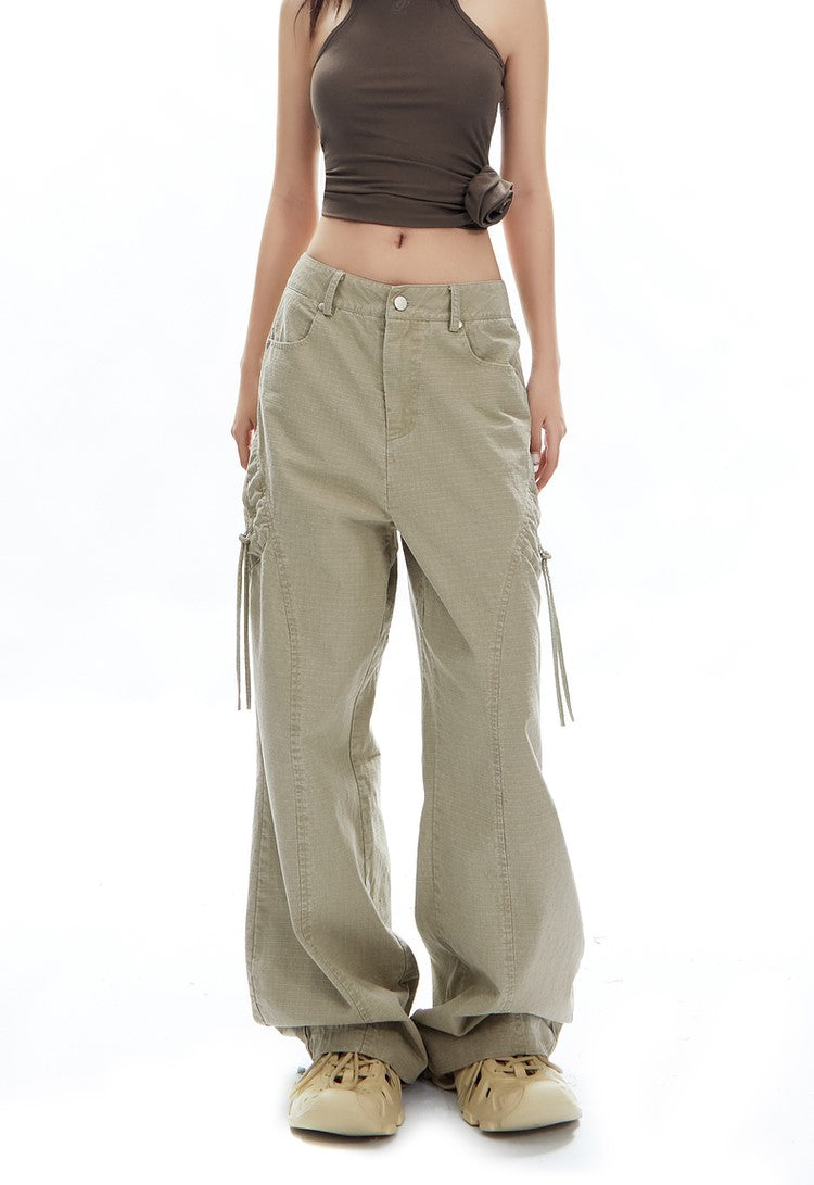 Street Straight Zipper Plaid Loose Casual Wide-leg Pants APE0323