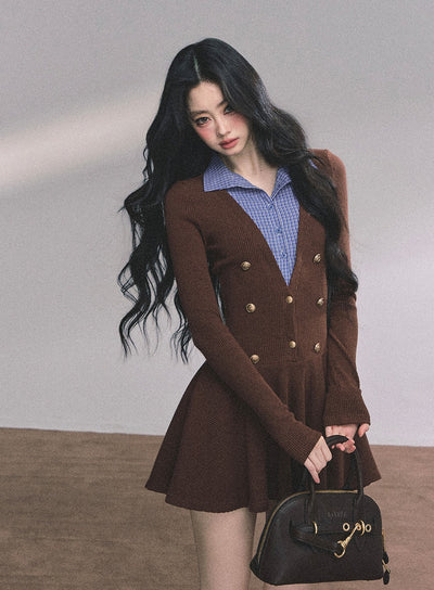 Fake Two-piece French Knitted Dress DIA0613