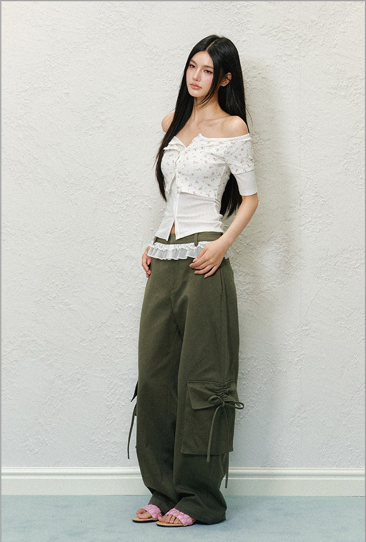 Large Pocket Lace Drawstring Pants AGM0130