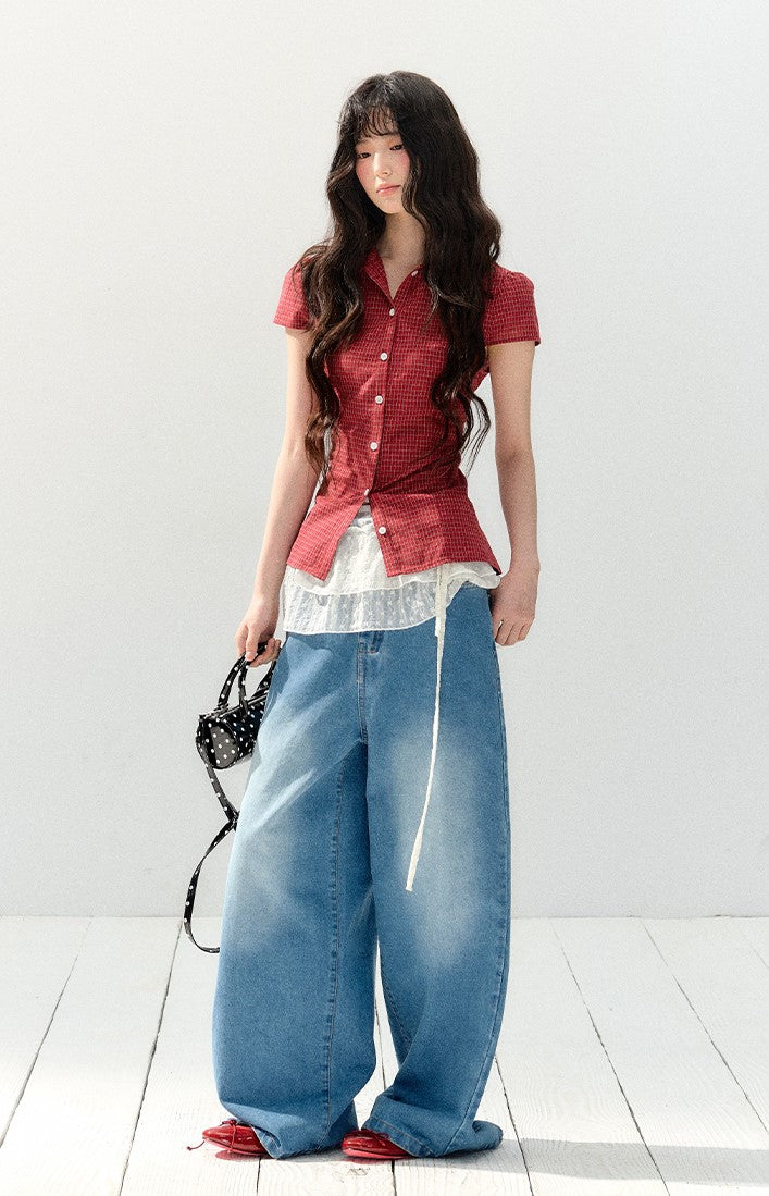 Red Short-sleeved Shirt SHI0146