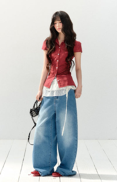 Red Short-sleeved Shirt SHI0146