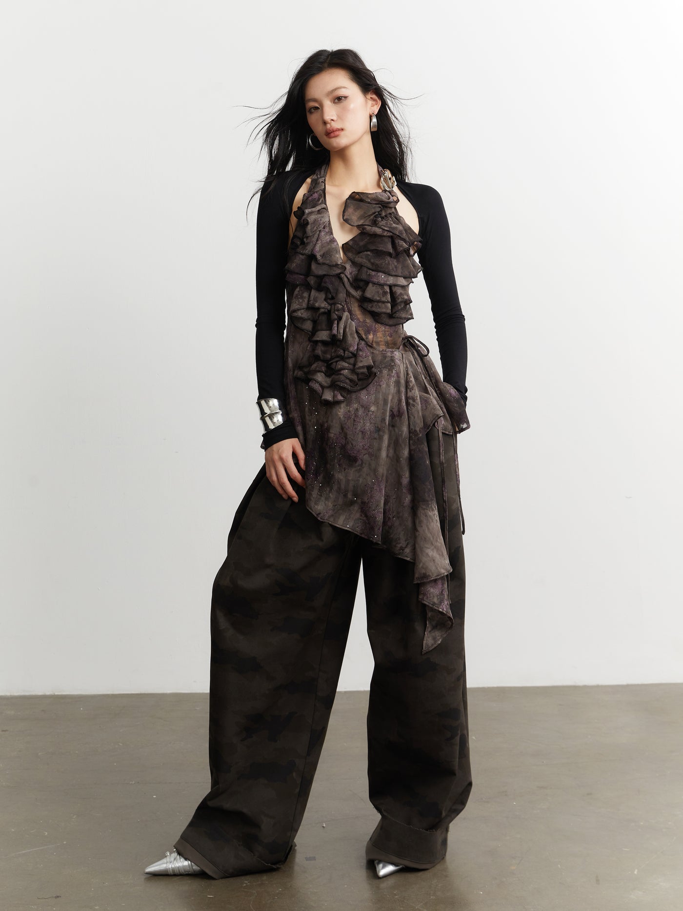 Double Waist Wide Casual Pants JNY0253