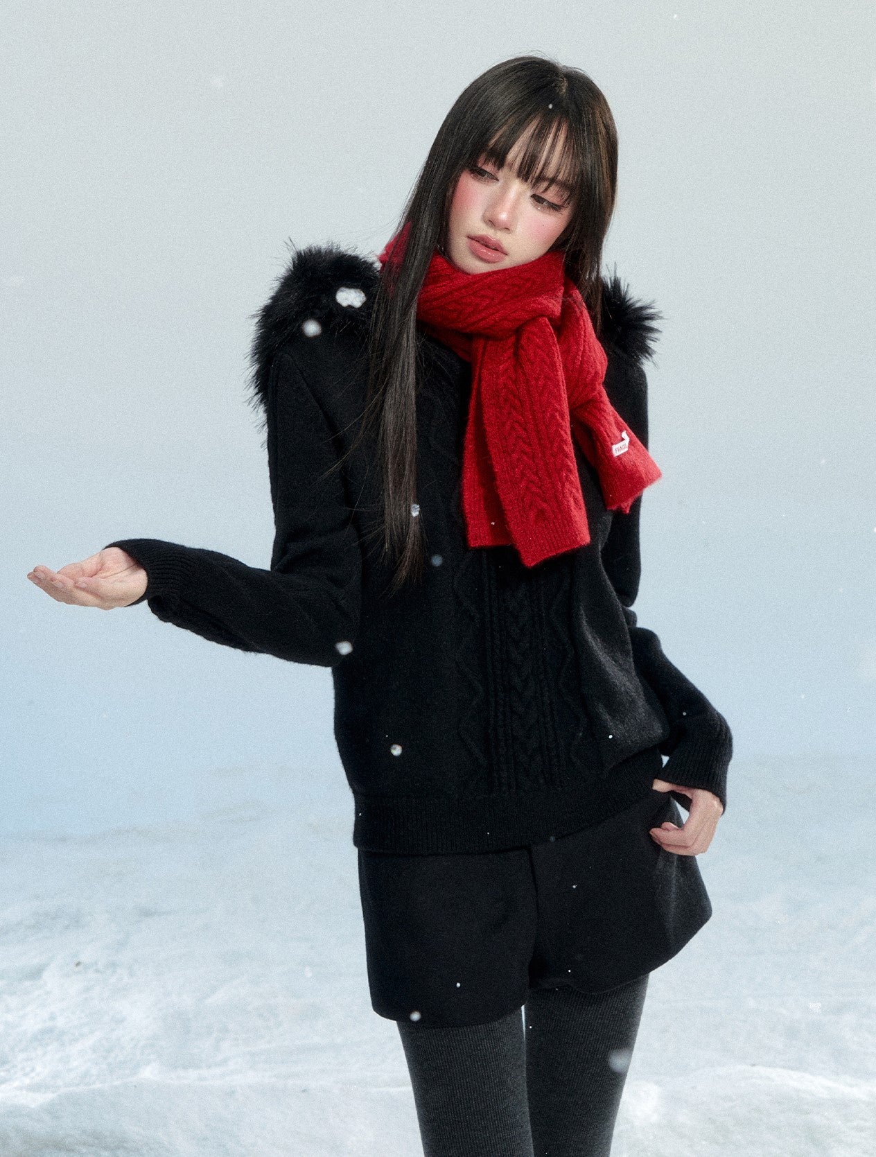 Cable Knit Detachable Collar Jacket FRA0468