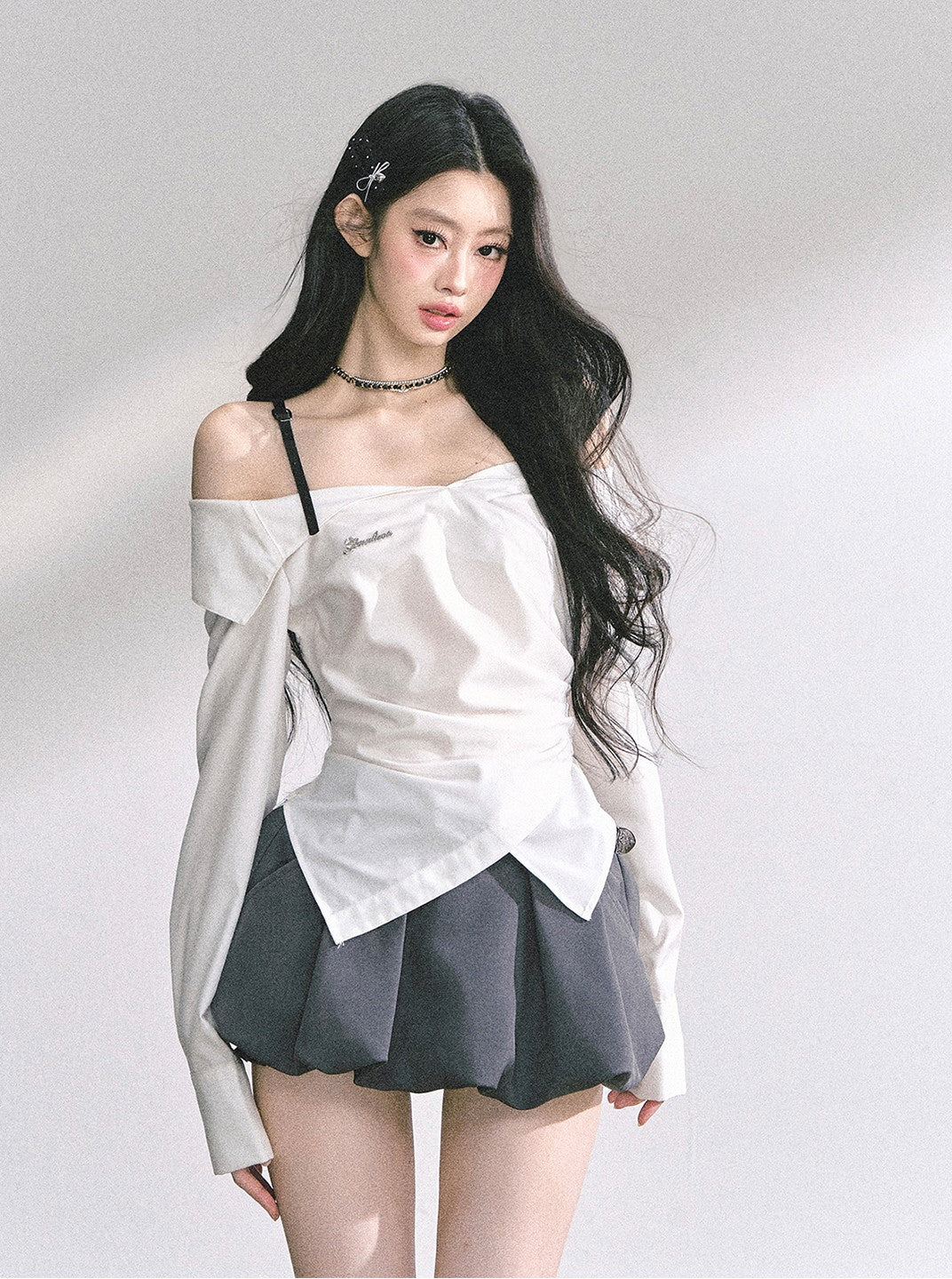 One-shoulder Waist Slim Shirt DIA0535