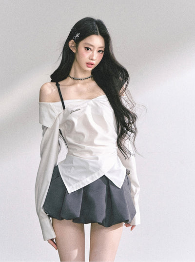 One-shoulder Waist Slim Shirt DIA0535