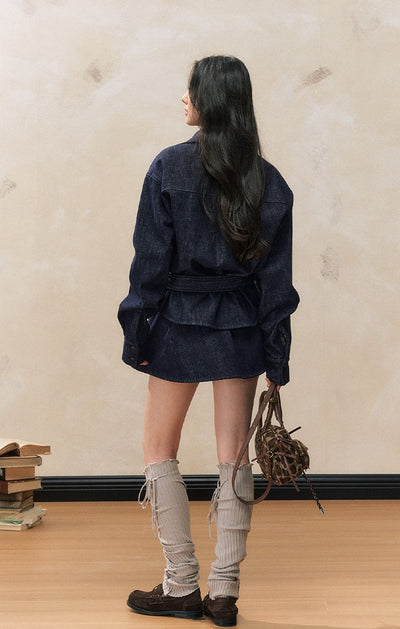 Waist Slimming Temperament Denim Jacket/Short Skirt SHI0102