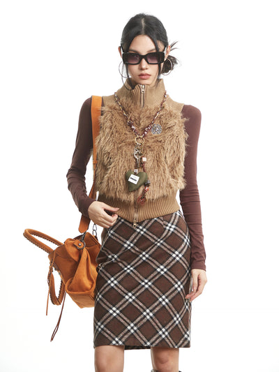 Furry Casual Short Vest Jacket UNC0319