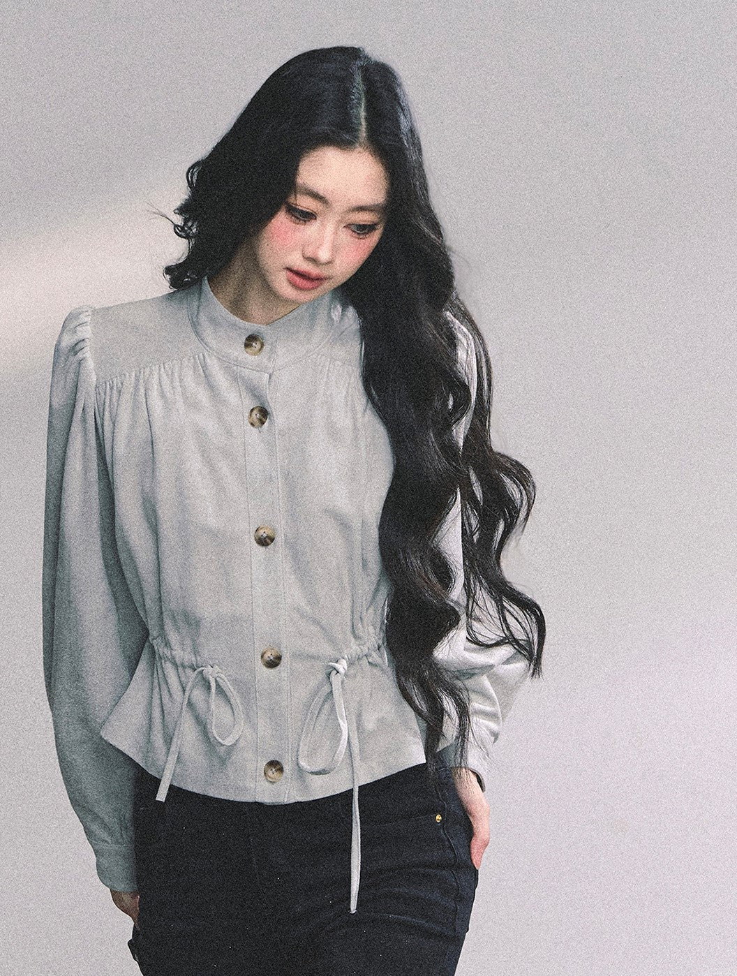 Velvet Stand Collar Shirt DIA0641