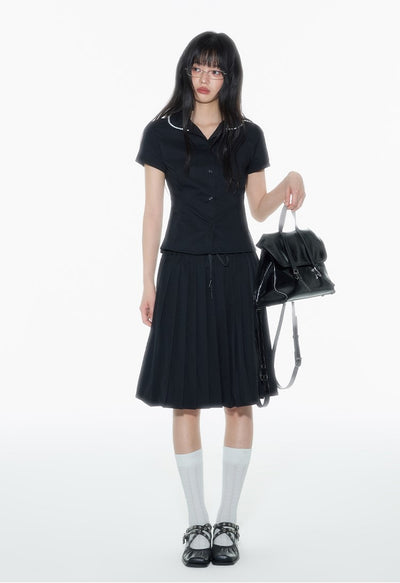 Black Lace Doll Collar Shirt ONT0017
