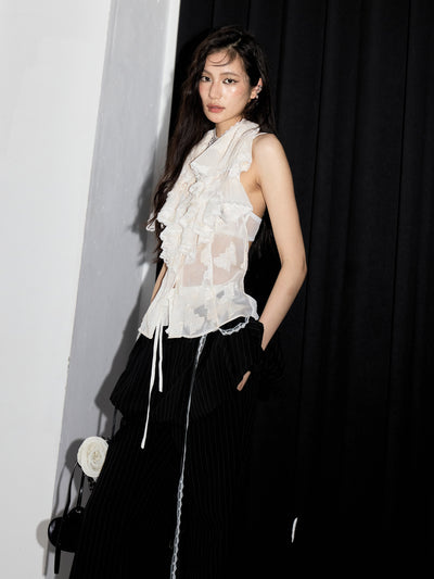 Butterfly Ruffled Backless Top JNY0232