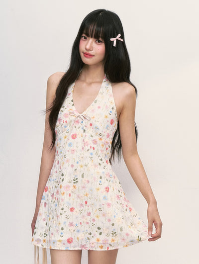 Sleeveless Halter Neck Floral Dress WEE0005