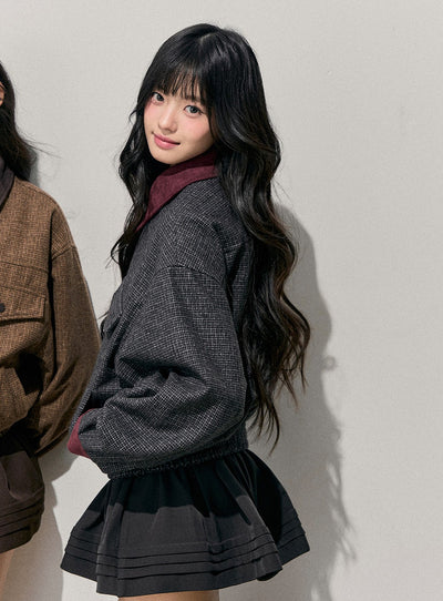 Block Color Quilted Jacket/Short Skirt DIA0745