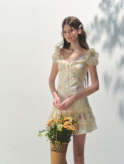 Embroidered Flower Print Dress SUN0165