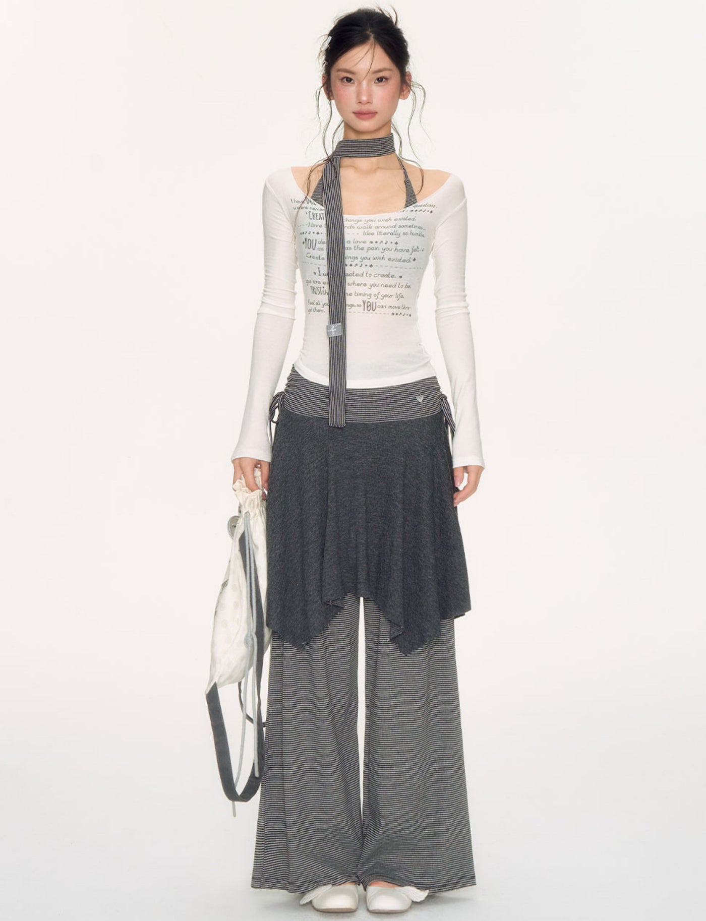 Striped Loose Casual Drape Pants NEC0223