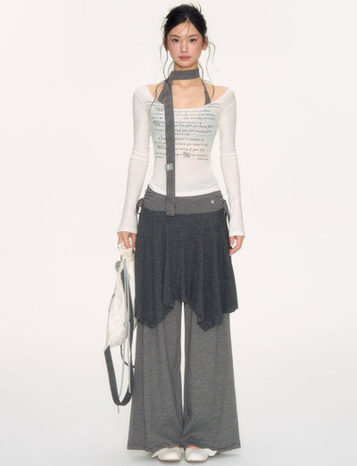 Striped Loose Casual Drape Pants NEC0223