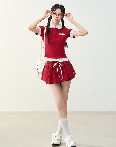 Pleated Bow-knot Skirt Pants NTO0226