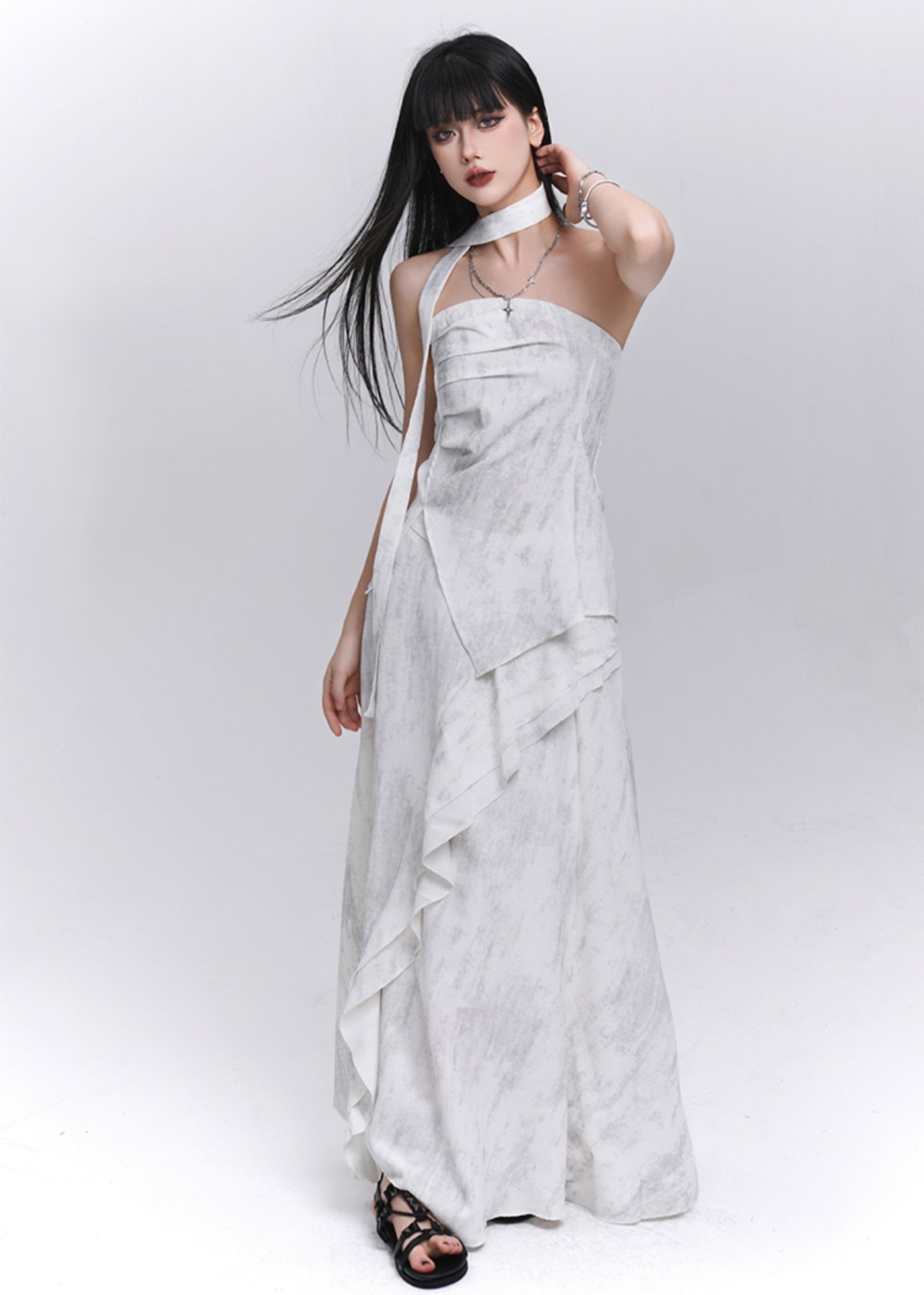 White Artistic Tube Top/Skirt LAD0209