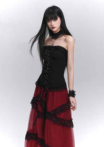 Halter Neck Lace Tube Top LAD0204