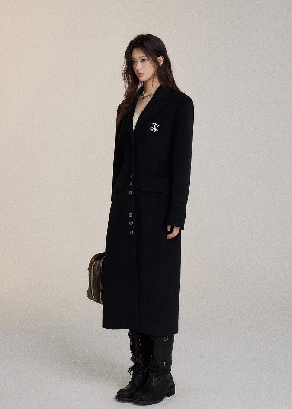 Woolen Single-breasted Commuter Versatile Long Coat VIA0180