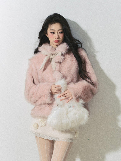 Cherry Blossom Milk Series Fur Pink Jacket DIA0246