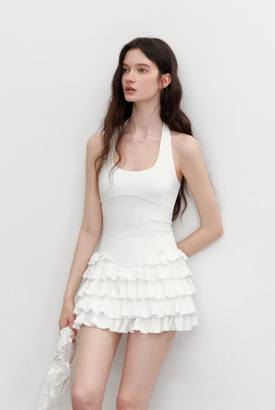 Halter Neck Splicing Cake Dress AYF0094