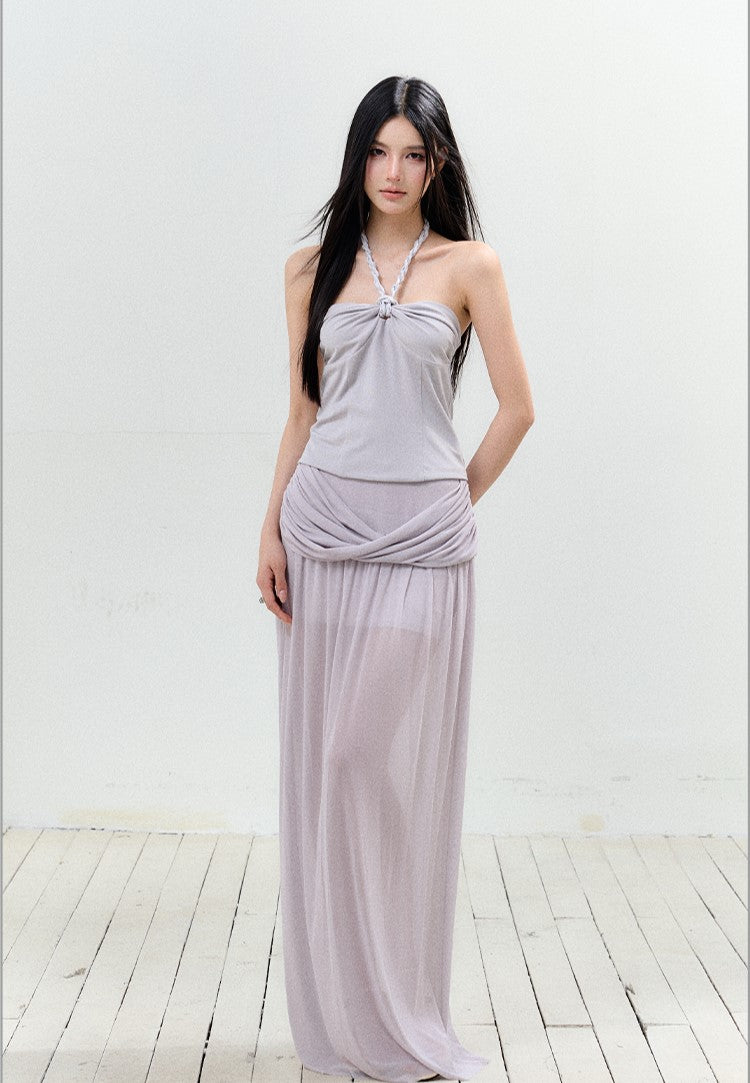 Braided Halter Top/Twisted Maxi Skirt AGM0156