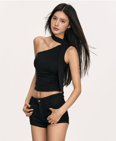 Layer Asymmetrical Oblique Shoulder Top ANA0007