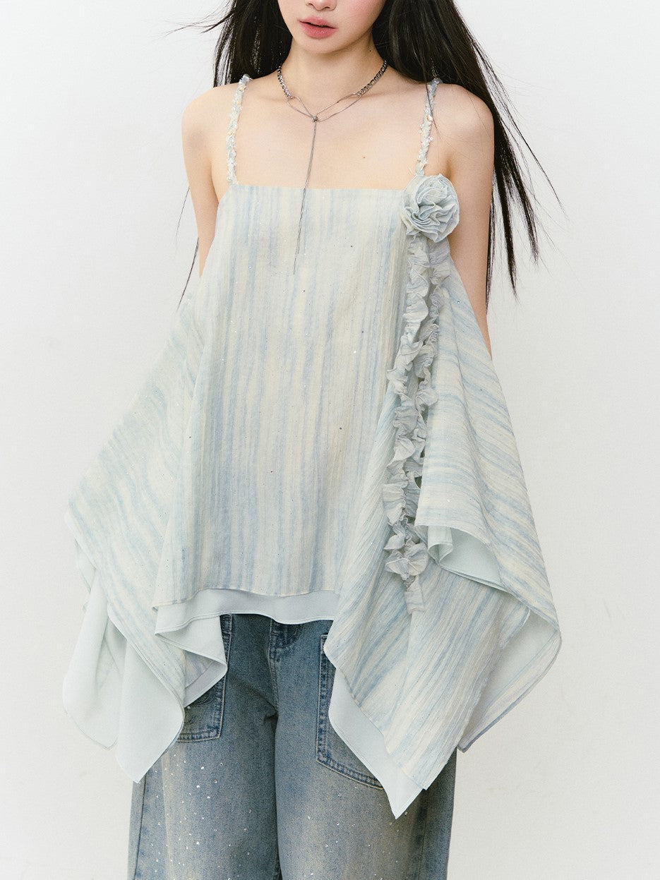 Flower Irregular Suspender Dress VIA0302