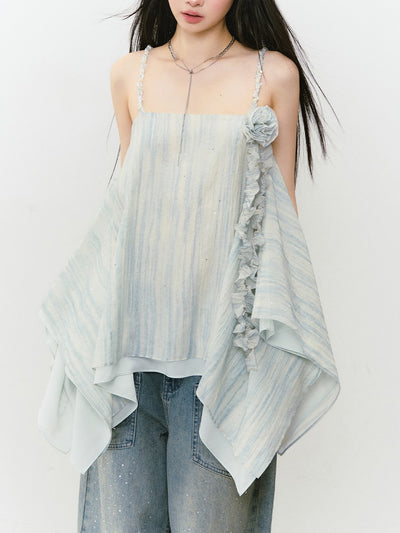 Flower Irregular Suspender Dress VIA0302