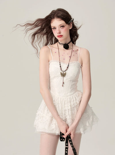 White Lace Fairy Suspender Dress DIA0175
