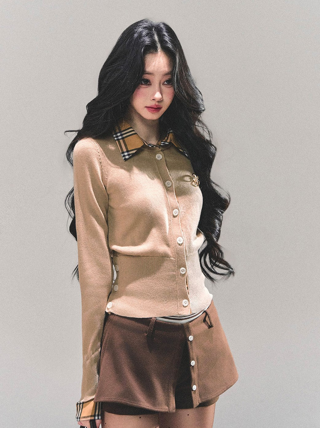 Plaid Shirt Collar Sweater DIA0682