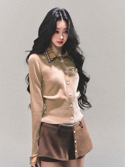 Plaid Shirt Collar Sweater DIA0682