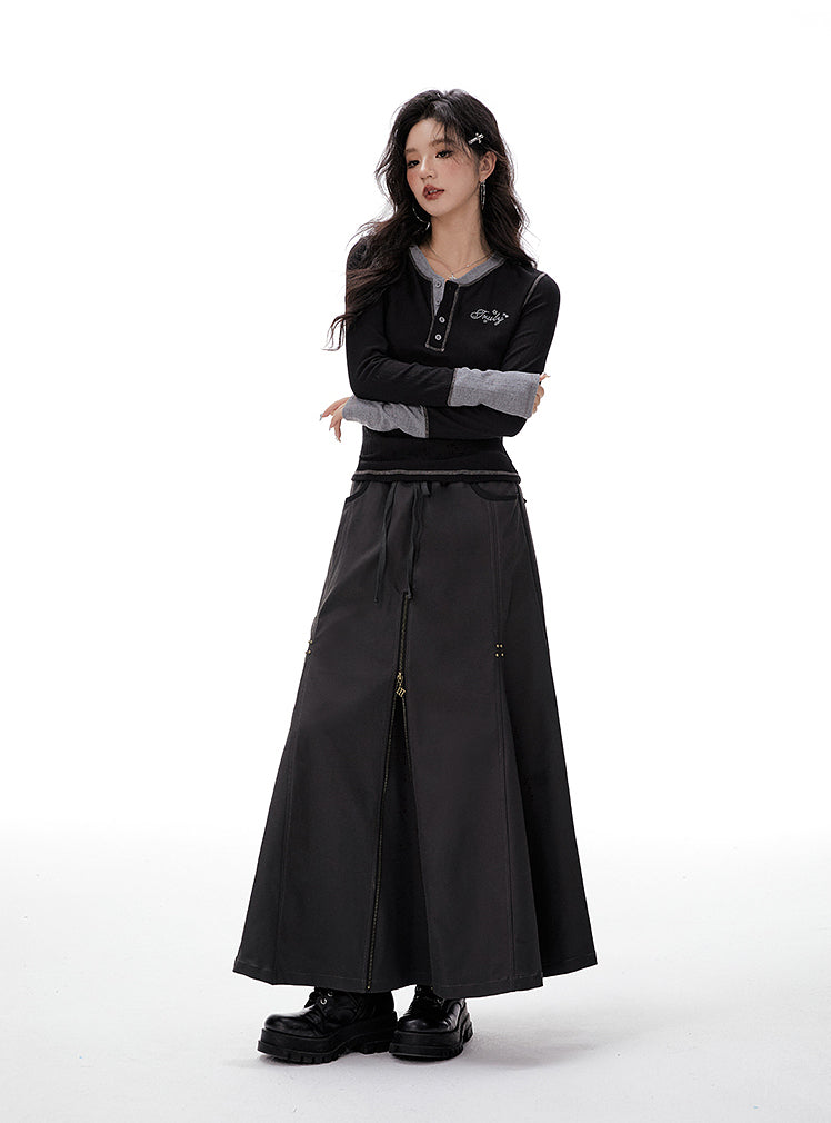 Adjustable Zipper Elasticated Waistband Workwear Trend Mermaid Skirt IMO0075