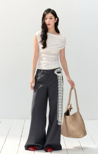 White Short-sleeved Lace T-shirt SHI0148