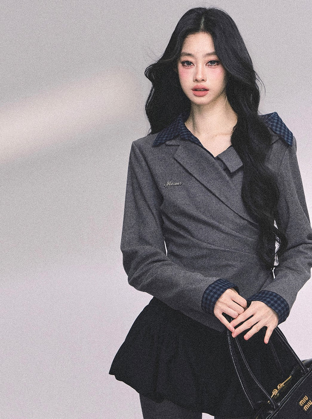 Fake Two-piece Long-sleeved Plaid Shirt DIA0648