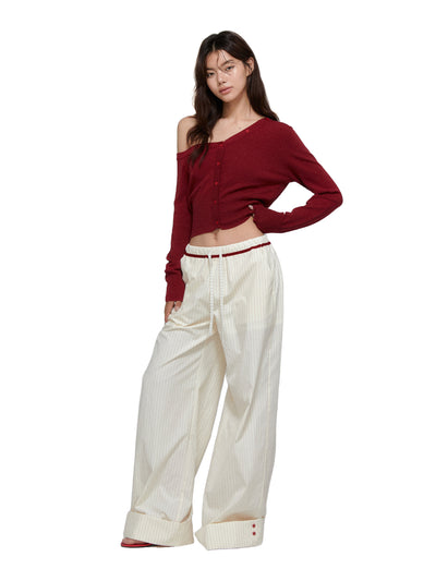 Striped Drape Casual Pants APE0372