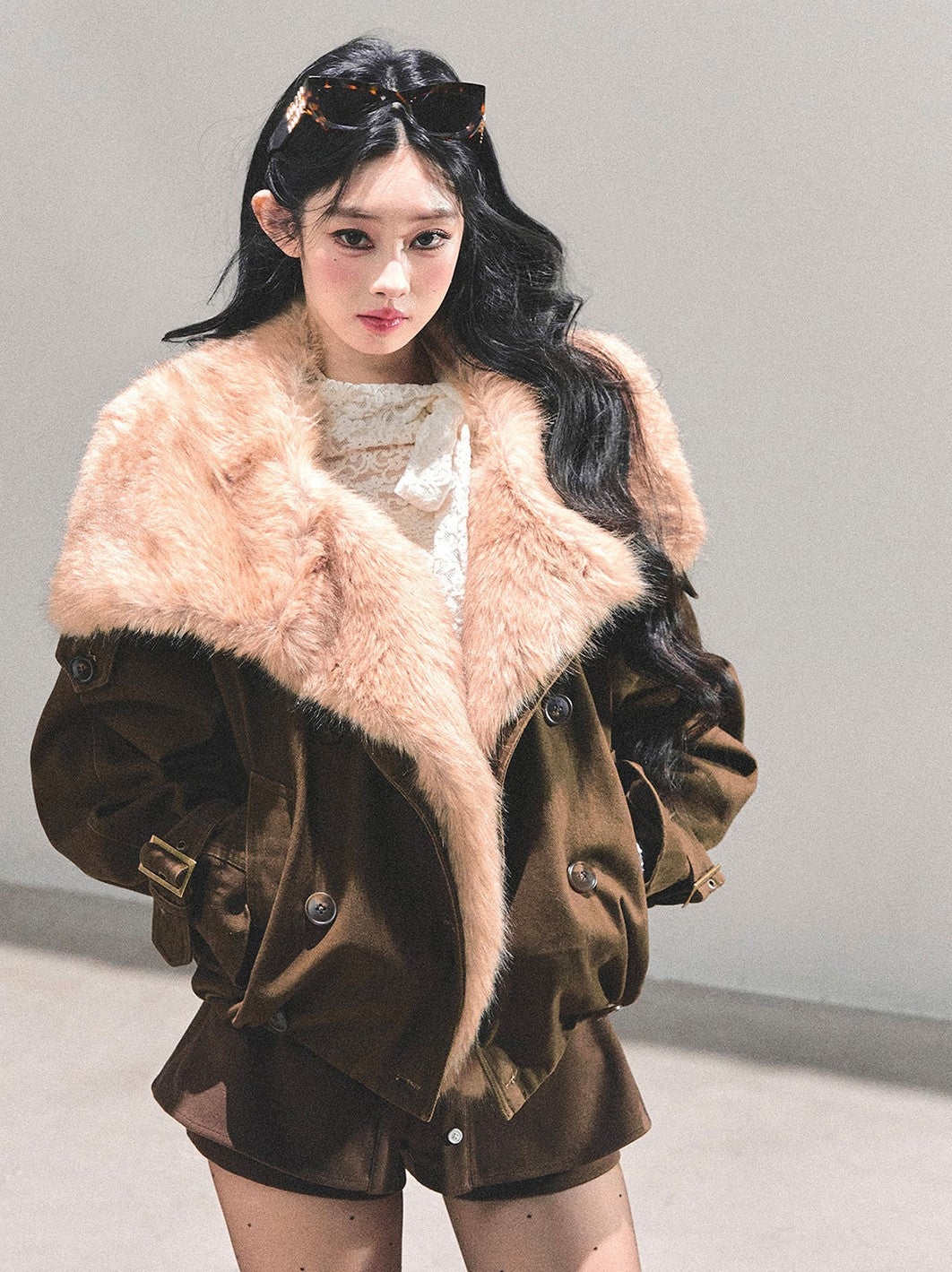 Furry Eco-friendly Large Lapel Jacket DIA0678