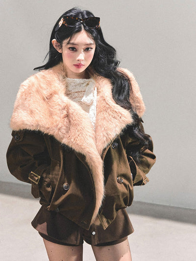 Furry Eco-friendly Large Lapel Jacket DIA0678