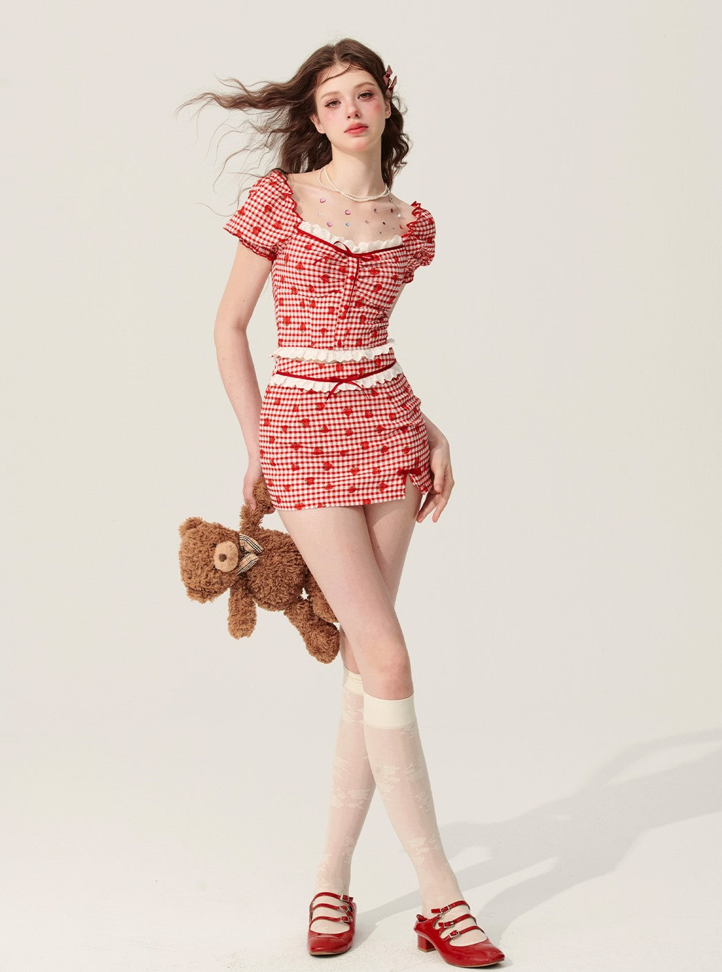 Berry Cheese Red Top/Short Skirt DIA0153