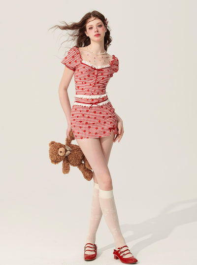 Berry Cheese Red Top/Short Skirt DIA0153