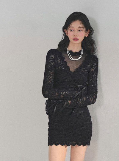 Long-Sleeved Lace Dress DIA0718